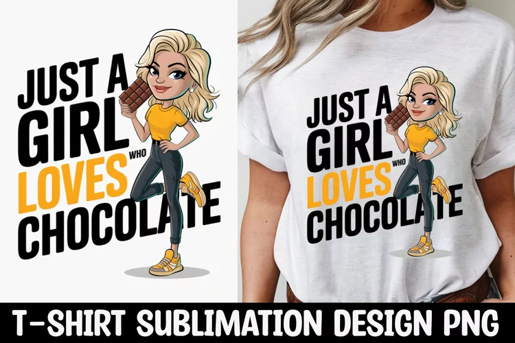 Just a Girl Who Loves Chocolate T-shirt Sublimation Design