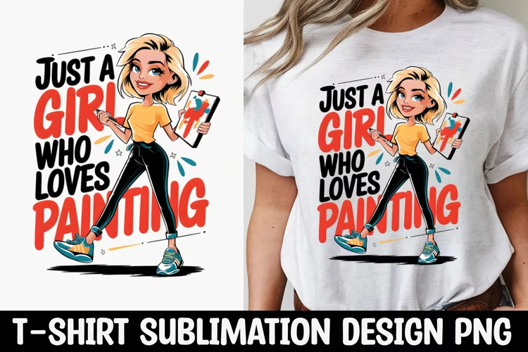 Just a Girl Who Loves painting T-shirt Sublimation Design