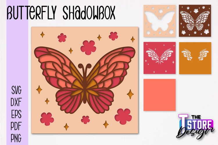 Butterfly Shadowbox SVG | Paper Cut Files | Paper Butterfly example image 1
