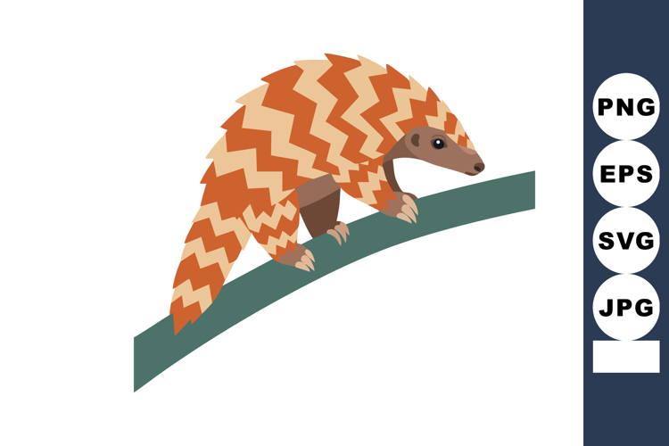Pangolin with zigzag patterned scales walking on branch natu