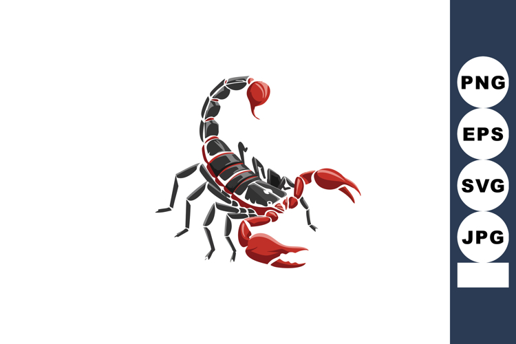 Scorpion vector illustration with red claws and tail segment