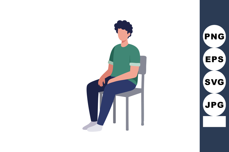 Young man sitting on chair casual pose vector illustration s