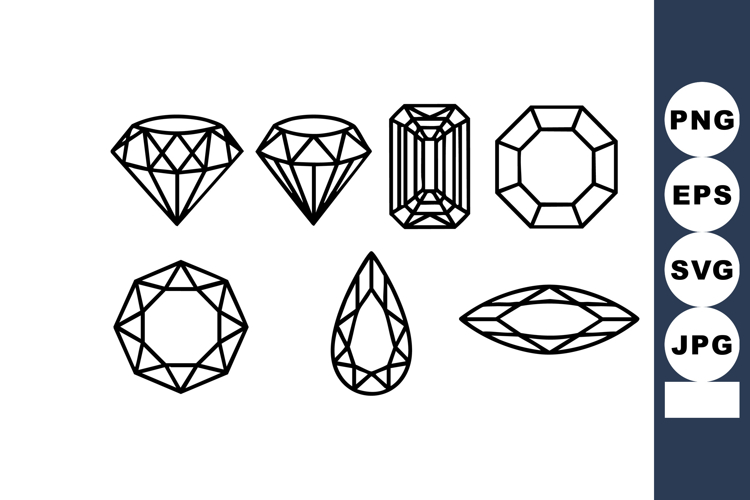 Geometric diamond shapes vector set with various cut styles