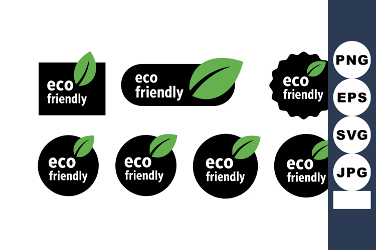 Eco friendly green leaf icons set for sustainable environmen