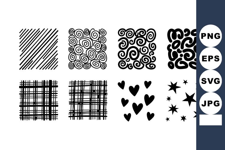 Abstract black and white seamless pattern set with stripes s