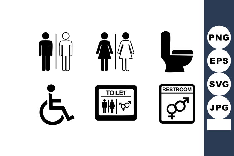 Public restroom signs including male female wheelchair acces