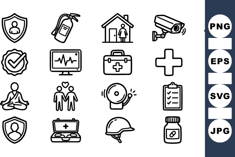 Medical Safety and Health Icon Vector Set Bundle