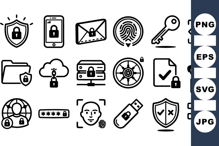 Cyber Security Vector Icon Bundle for Tech Projects