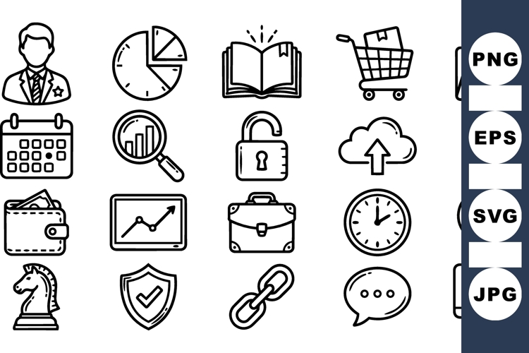 Line Art Business Icon Set For Marketing And Office Use