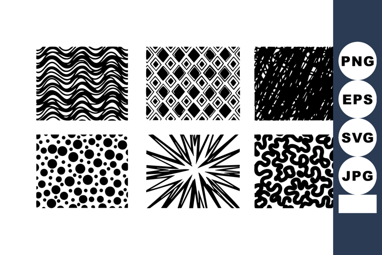 Abstract black and white seamless patterns with waves dots d