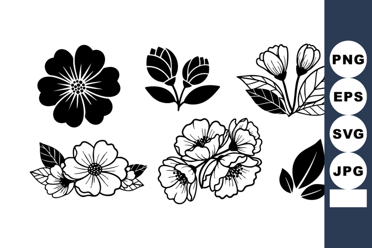 Flower Clipart Black And White Image 24