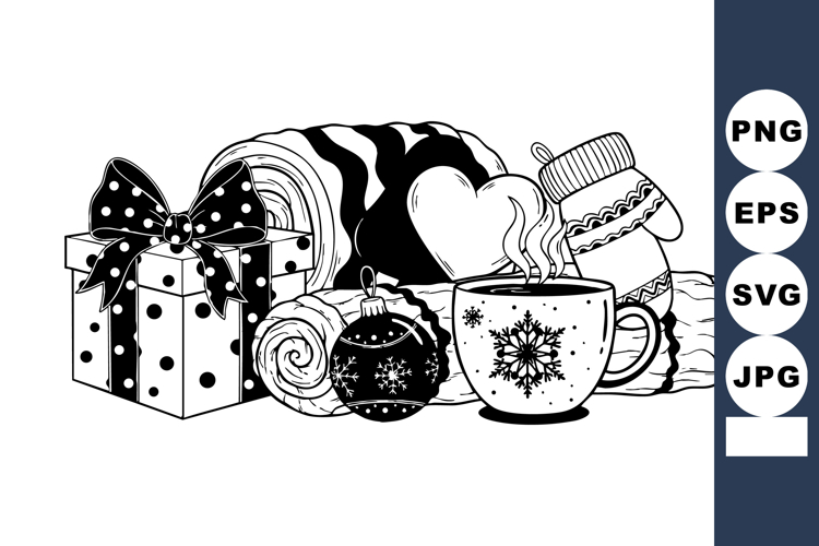 Cozy Winter Mug and Gift Coloring Page