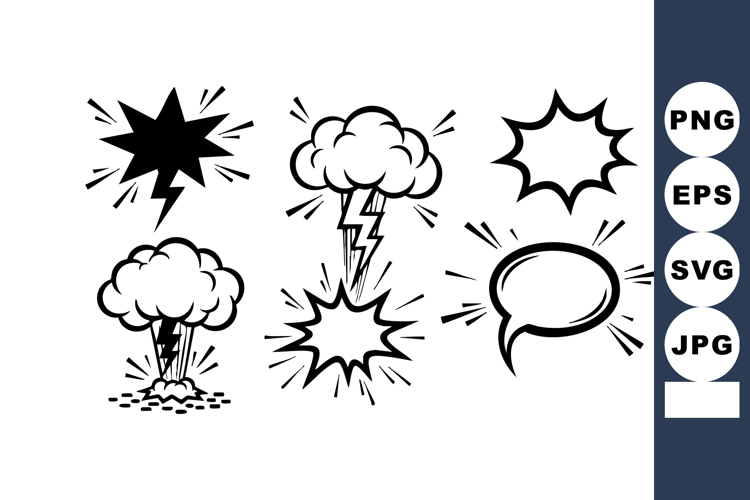Comic Style Explosion And Speech Bubble Vector Set