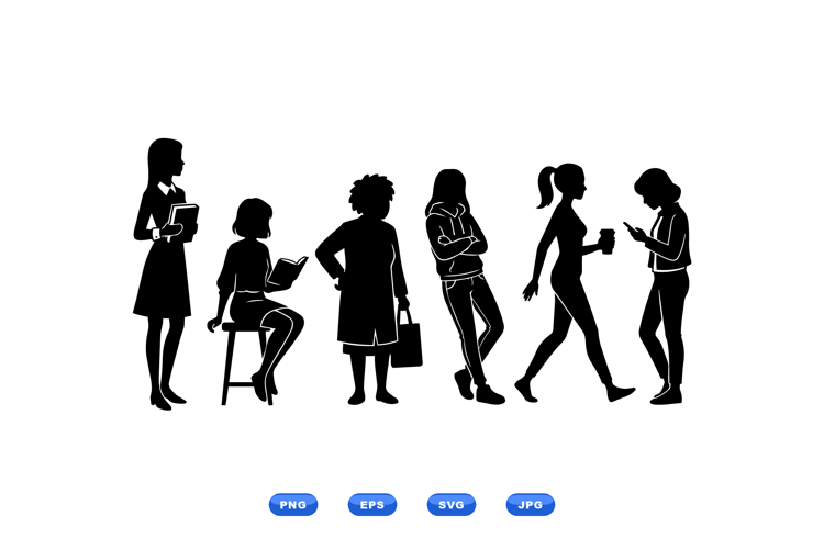 Woman Walking Silhouette Image 11