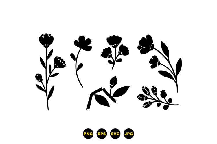 Minimal Black Floral SVG For Crafts