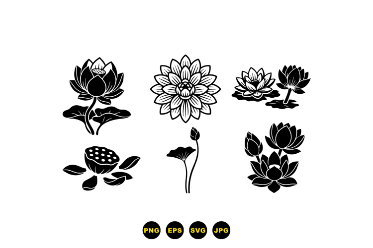 Hand Drawn Lotus Floral Clipart For Invitations