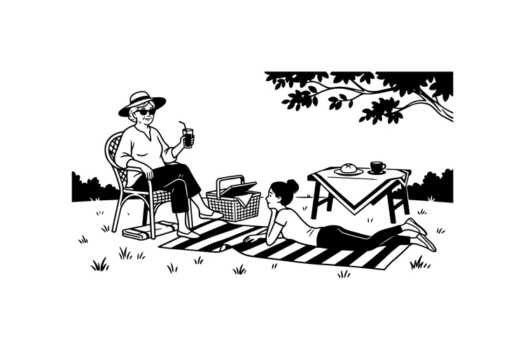 Hand Drawn Picnic Scene For Crafts