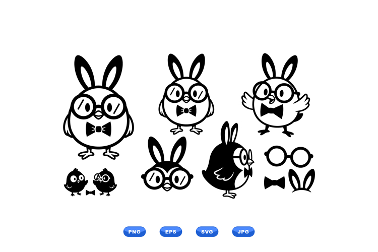Cute Easter Chick With Bunny Ears SVG Clipart For Crafts