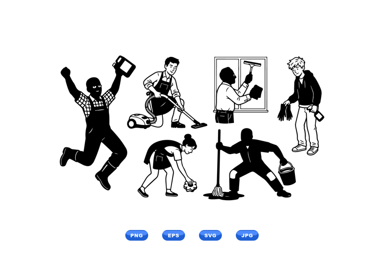 Cleaning Worker Silhouette Illustration