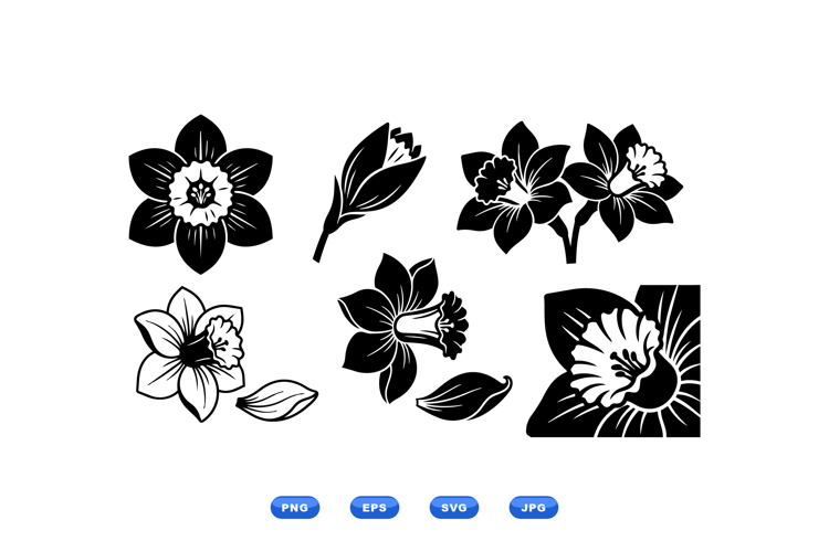 Hand Drawn Daffodil Floral SVG For Invitations