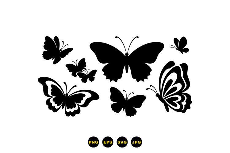 Hand Drawn Butterfly Silhouette For Crafts
