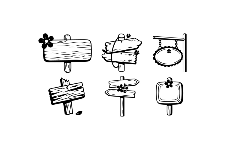 Hand Drawn Wooden Sign Clipart For Crafts