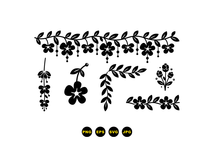 Hand Drawn Floral Garland SVG For Crafts