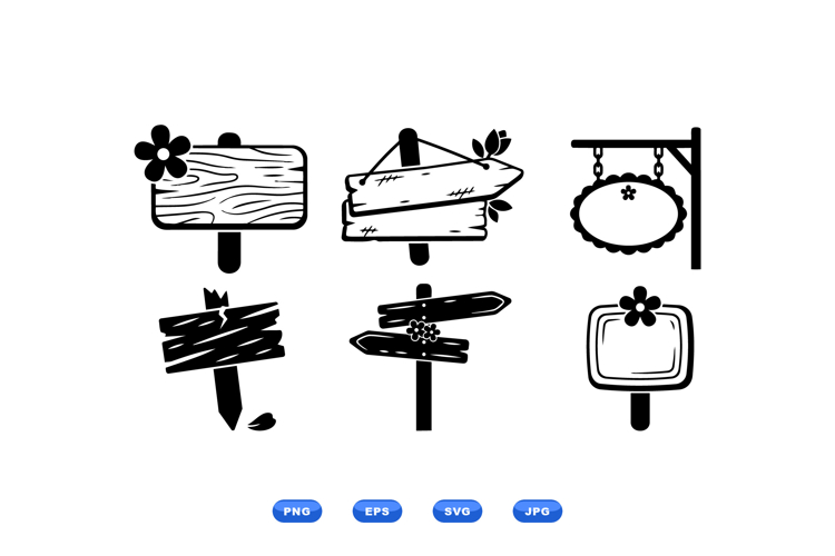 Hand Drawn Wooden Sign Clipart For Crafts