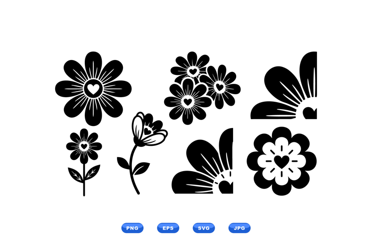 Hand Drawn Daisy Heart SVG For Crafts