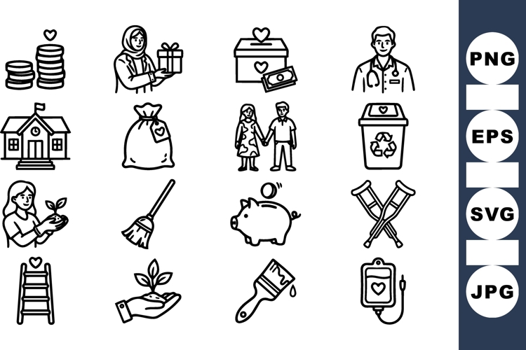 Charity And Care Line Icon Set For Nonprofit Use