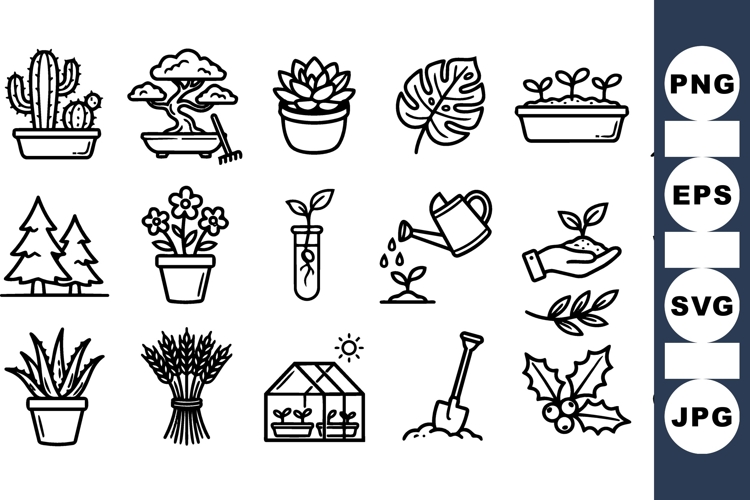 Plant Clipart Black and White Image 6