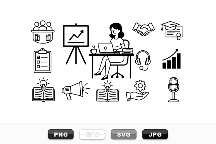 Remote Work Icon SVG Bundle for Business Use