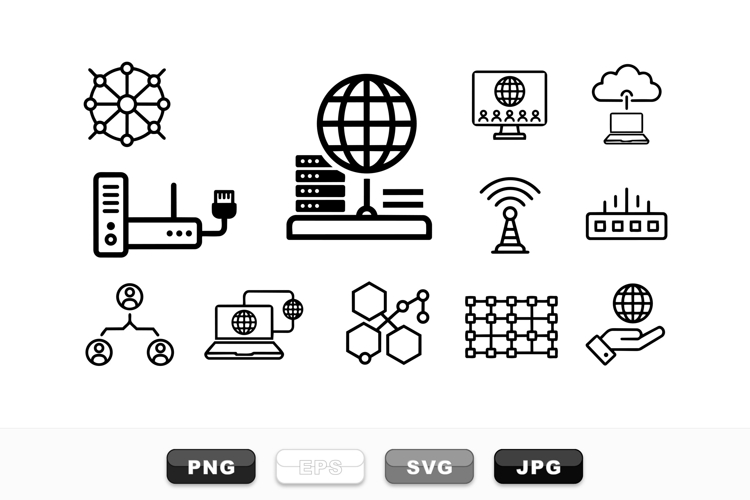 Minimal Network Technology Icon Vector Set