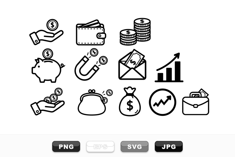 Money Finance Icon Vector Set for Business Use