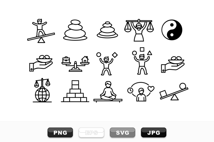 Minimalist Balance Icons Vector Clipart Set