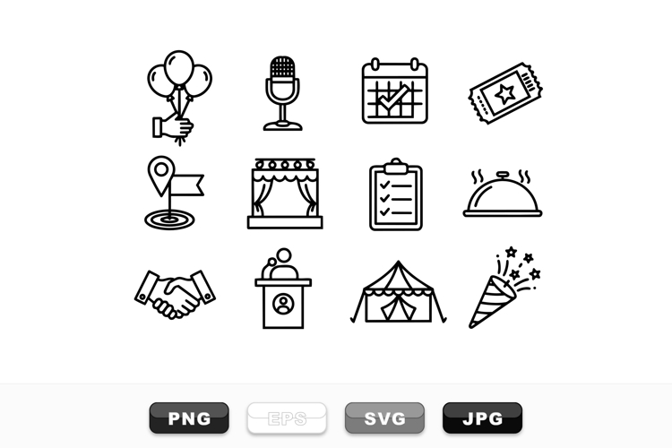 Line Art Event Icon Bundle For Invitations And Planning