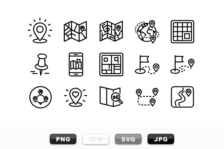 Minimalist Location Pin Icon Vector Bundle