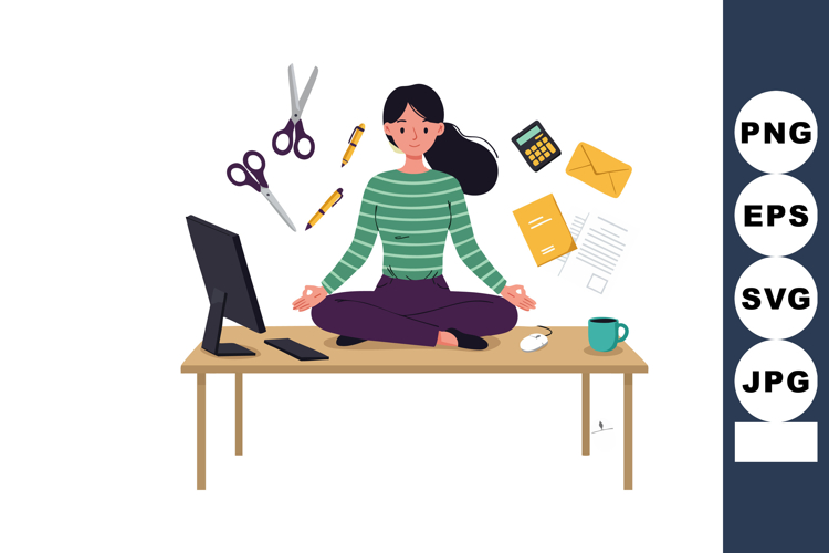 Woman Meditating Clipart Image 15