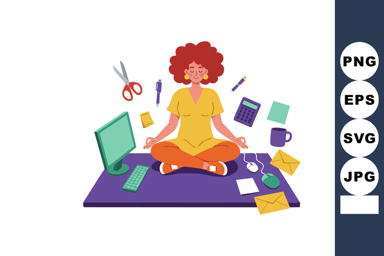 Woman Meditating Clipart Image 14