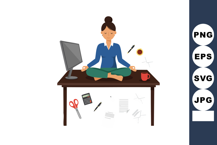 Woman Meditating Clipart Image 13
