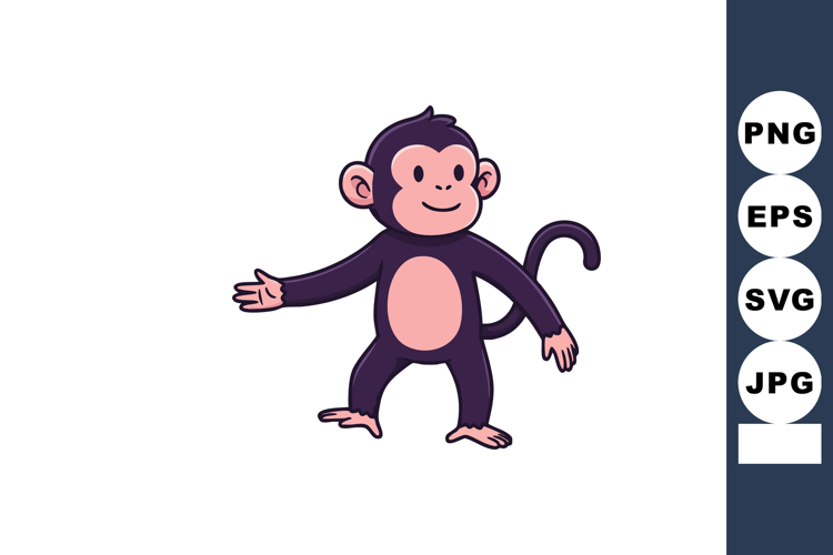 Cartoon monkey character with open arms friendly pose vector