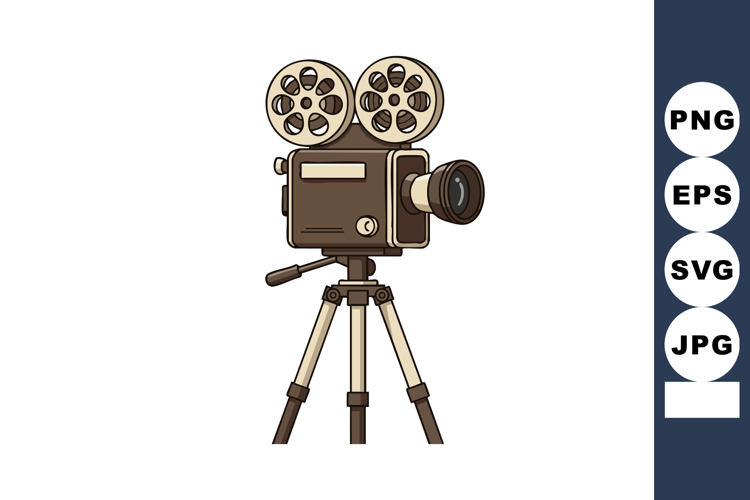 Vintage film camera on tripod vector illustration for classi