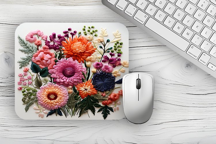 Watercolor 3d flowers Mousepad, flowers Mousepad Sublimation example image 1
