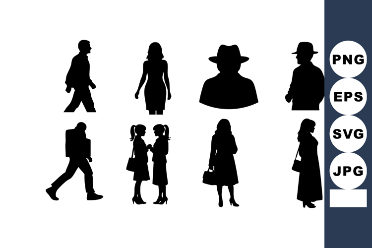 People Walking Silhouette Image 10
