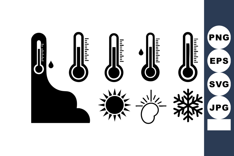 Thermometer Icons Heat Cold Sun Weather Vector