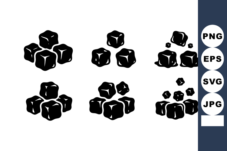 Black Ice Cubes Vector Six Group Arrangements