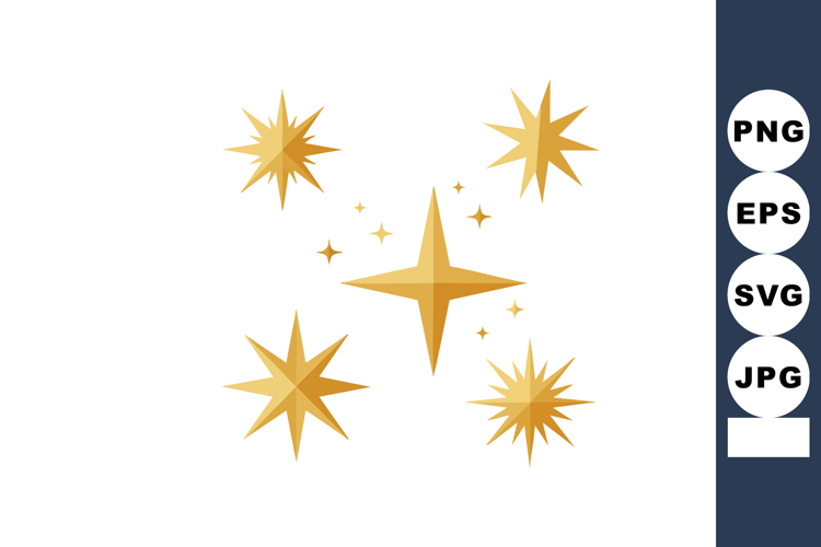 Golden star shapes vector design with multiple shining brigh