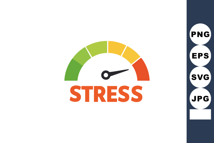Stress meter gauge vector with colorful gradient from green