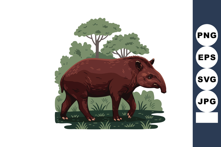 Tapir animal in forest environment vector illustration showi