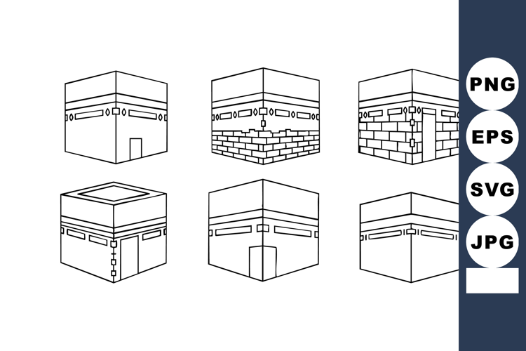 Kaaba Black Cube Islamic Holy Shrine Vector Illustration